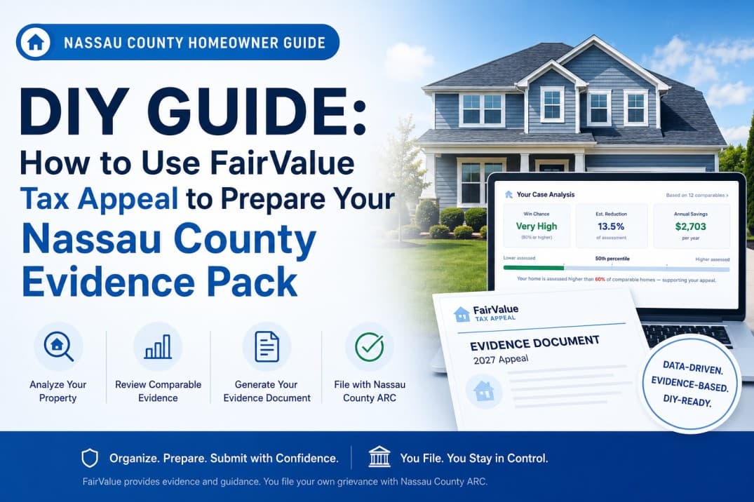 DIY Guide: How to Use FairValue Tax Appeal to Prepare Your Nassau County Evidence Pack